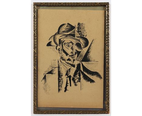 RUSSISCHER KÜNSTLER DER AVANTGARDE, "Portrait eines Mannes", Tusche/Papier, 32 x 21,5, R.