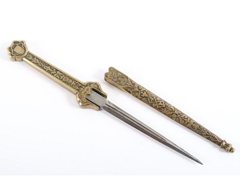 BRIEFÖFFNER IN ETUI, Bronze, L 24,5, FRANKREICH, um 1890