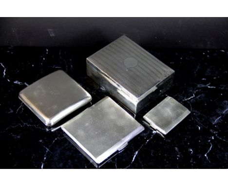 A collection of silver to include; A silver cigarette box Henry Matthews Birmingham 1928, with striped engine turned decorati