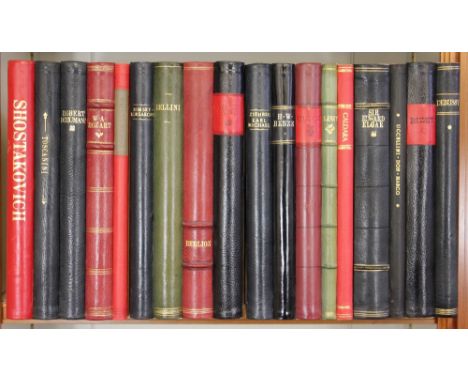 A collection of fifteen 'faux book' pine shelf boxes, with leather fronts, largest 34cm x 74cm (15)