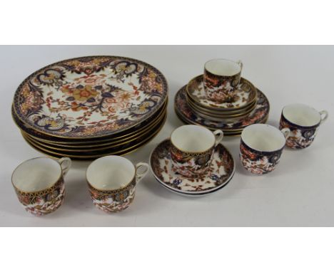 A collection of mixed Derby dinner and tea wares, circa 1880, each piece decorated in the imari palette and gilt highlighted,