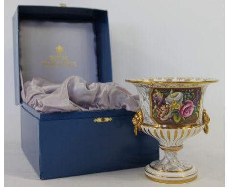 A Worcester Heritage Collection pedestal vase, c1989, No 2004, decorated with flowers, 15.5cm, boxed