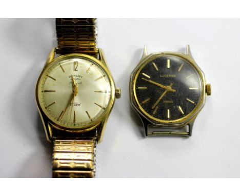 A Gentleman's Rotary Flyer gold plated wristwatch, the circular silvered dial with batons, numeral '12' and centre sweep seco