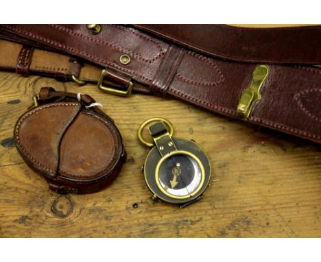 A Cruchon and Emons WWI compass 1916, lacquered brass, 'Vener's Pattern', mother of pearl dial, 8cm long, within Shaw Motor A
