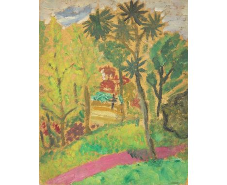Patrick HAYMAN (1915-1988) Gardens (New Zealand), 1938 Oil on board, signed, titled and dated to verso, 39 x 31cm (unframed)T