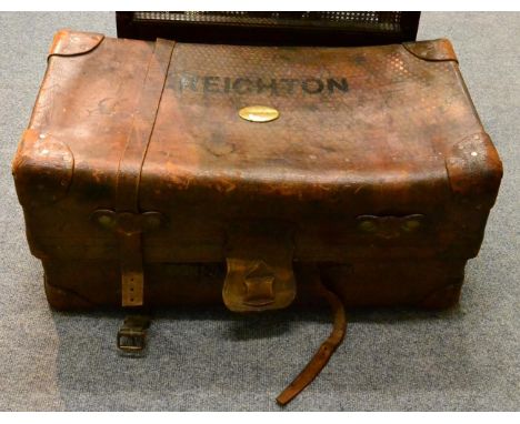 A Victorian stitched leather trunk by Allen, London, named to ''Creighton''