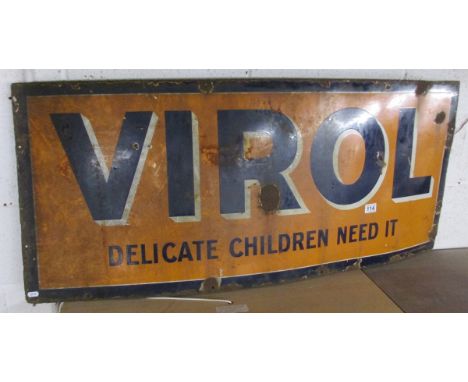 Vintage enamel sign - VIROLSize: 53cm x 122cm