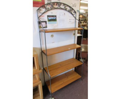 Steel and pine shelf unit