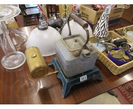 Vintage enamel burner & kettle