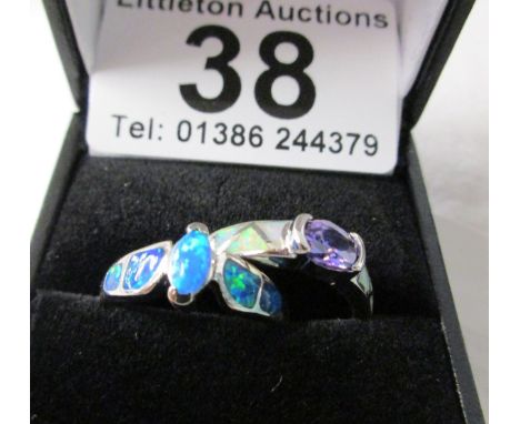 2 stone set silver rings to include amethyst