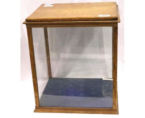 Vintage oak and glass display case, 40 x 30 x 30 cm. Not available for in-house P&amp;P, contact Paul O'Hea at Mailboxes on 0