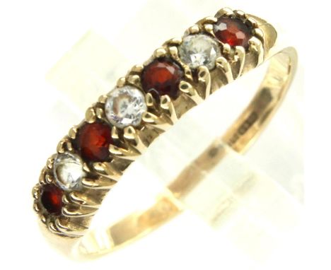 9ct gold ring set with four rubies and CZ, size M, 2.0g. P&amp;P Group 1 (£14+VAT for the first lot and £1+VAT for subsequent