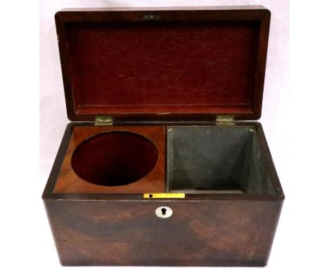 George IV mahogany tea caddy, for restoration. P&amp;P Group 2 (£18+VAT for the first lot and £3+VAT for subsequent lots) 