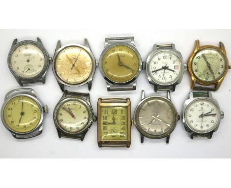 Ten mixed vintage wristwatch heads. P&amp;P Group 1 (£14+VAT for the first lot and £1+VAT for subsequent lots) 