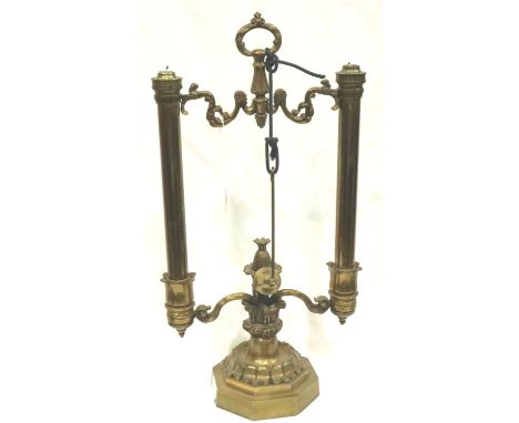 Victorian brass candle stand with sprung sticks, H: 51 cm. Not available for in-house P&amp;P, contact Paul O'Hea at Mailboxe