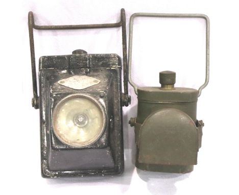 Vintage Smiths The Wootton Lantern hand held torch and a vintage bike lamp circa WWII. P&amp;P Group 2 (£18+VAT for the first