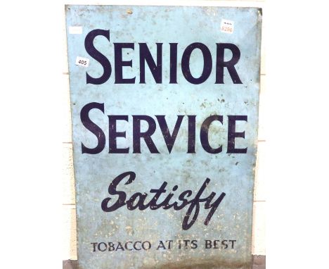 Authentic metal and enamel advertising wall sign Senior Service cigarettes, 60 x 90 cm. Fair/good condition slightly bent but