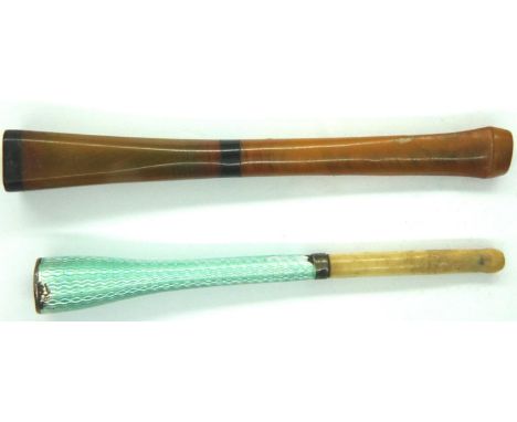 Two vintage cigarette holders including a sterling silver guilloche enamel example. P&amp;P Group 1 (£14+VAT for the first lo
