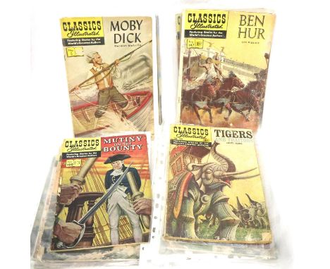 Collection of vintage circa 1960s Classics Illustrated comics. 23 in the collection, comics all have age related marks but no