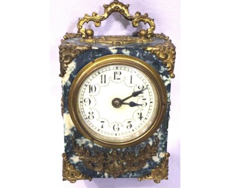 19th century wood and gilt carriage clock. P&amp;P Group 2 (£18+VAT for the first lot and £3+VAT for subsequent lots) 