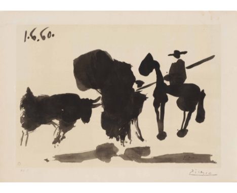 Pablo PicassoStierkampf1960Offsetlithografie auf Papier; ungerahmt46 x 63 cm (Blattmaß), 37,5 x 54 cm (Darstellungsgröße)Sign