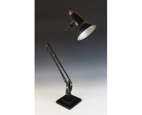 A Herbert Terry "Anglepoise" lamp, model 1227 (manufactured from 1938 to 1968), the shade with rolled edge and metal lamp fit