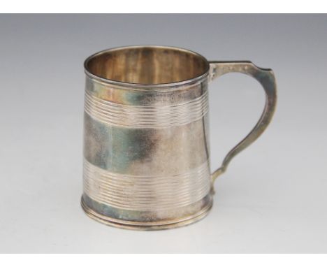 A George III silver christening cup, Rebecca Emes & Edward Barnard I, London 1815, of tapered cylindrical form with banded de