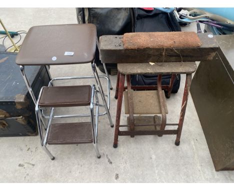 TWO RETRO KITCHEN STEP STOOLS 
