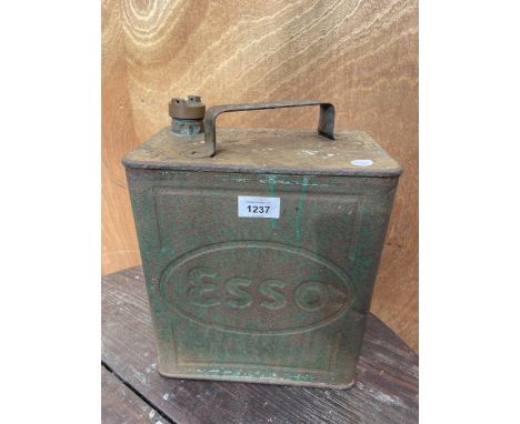 A VINTAGE ESSO FUEL CAN WITH BRASS CAP 