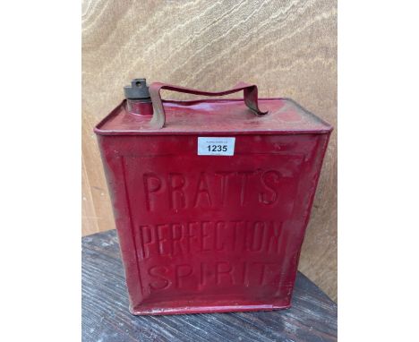A VINTAGE PRATTS FUEL CAN WITH BRASS CAP 