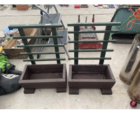 A PAIR OF PAINTED WOODEN PLANTER TROUGHS 
