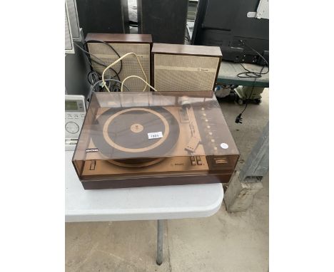 A PHILIPS RECORD PLAYER WITH TWO SPEAKERS 