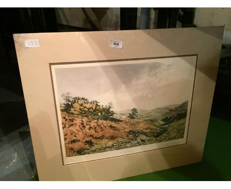 A LIMITED EDITION MOUNTED PRINT 77/175 ENTITLED MINING VALLEY SIGNED PATRICIA LANGMEAD 