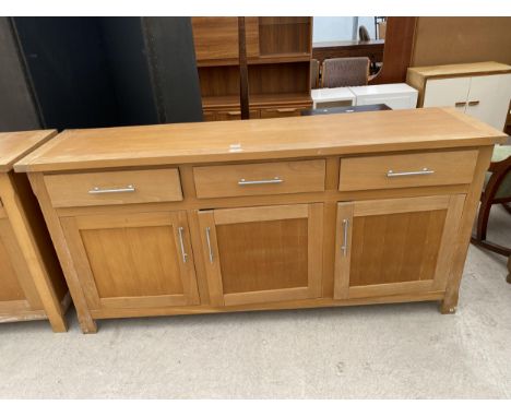 A MODERN LIGHT WOOD SIDEBOARD - 70.5" WIDE 