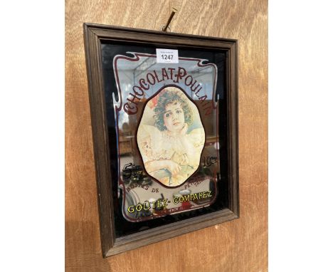 A VINTAGE CHOCOLATE POULAIN ADVERTISING MIRROR 