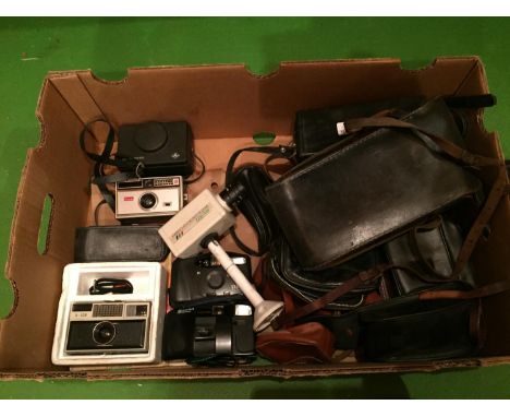 FOUR CAMERAS TO INCLUDE A KODAK INSTAMATIC 104, AGFAMATIC 50 ETC, ALSO AN AMOUNT OF CAMERA CASES AND A AVC 571 DIGITAL COLOUR