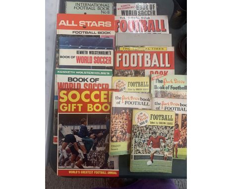 NINE VARIOUS VINTAGE FOOTBALL ANNUALS AND FIVE  COPIES OF THE PARK DRIVE BOOK OF FOOTBALL 