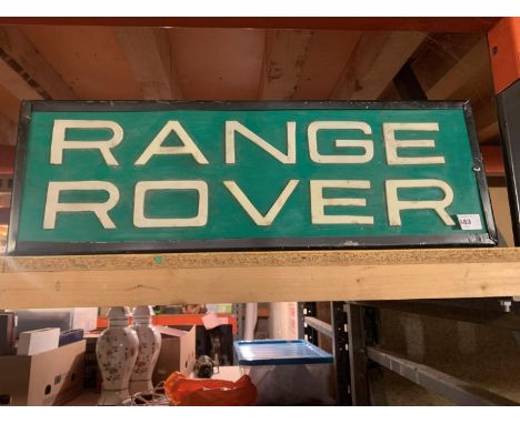 AN ILLUMINATED LIGHT BOX RANGE ROVER SIGN SIZE 25 INCHES X 9 INCHES 