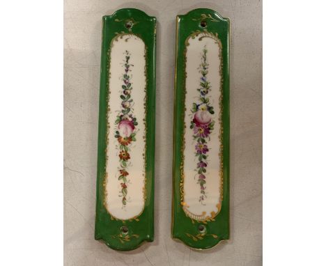 TWO FLORAL CERAMIC HANDPAINTED FINGER PLATES 