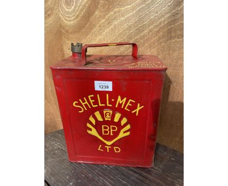 A VINTAGE SHELL-MEX FUEL CAN WITH BRASS CAP 