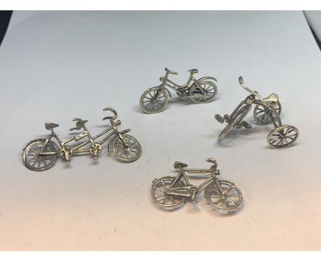 FOUR MARKED 800 SILVER BIKES TO INCLUDE A TANDEM AND TRIKE 
