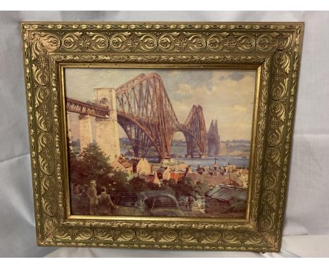 A FRAMED PRINT OF FORTY RAIL BRIDGE 