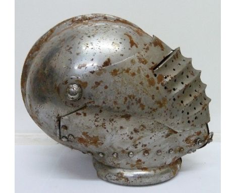 A replica armoured helmet