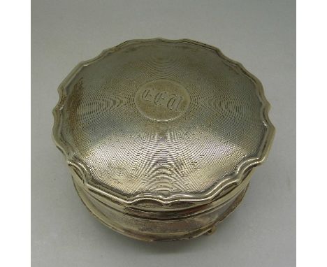 A silver dressing table pot by Walker & Hall