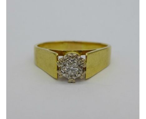 An 18ct gold and diamond solitaire ring, weight 5.1g, size R