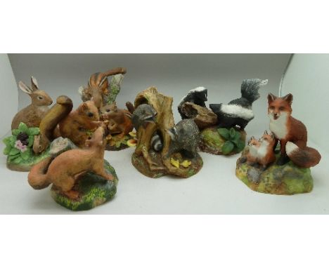 Six limited edition National Wildlife Federation animal figures comprising In The Meadow, Forest Discovery, Racoons At Play, 