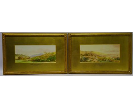 'Whitby, from Cross Butts' and 'Sandsend, near Whitby', pair early 20th century watercolour by R C Browne 14cm x 32cm (2)   C