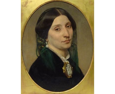 Bust Portrait of a Victorian Lady, 19th century oval oil on canvas unsigned 44cm x 35cm   Condition Report   Click here for f