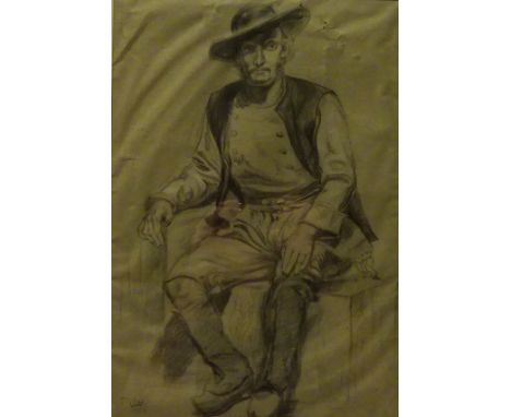 Portrait of a Seated Gentleman, charcoal drawing signed in the style of Albert Joseph Moore and dated 1879, 32cm x 22cm   Con