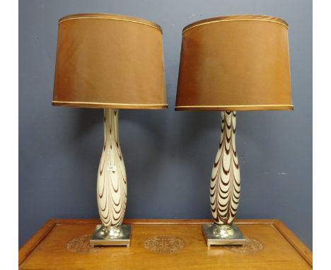 Pair of glass and chrome table lamps and another pair of metal lamps (4) (This item is PAT tested - 5 day warranty from date 